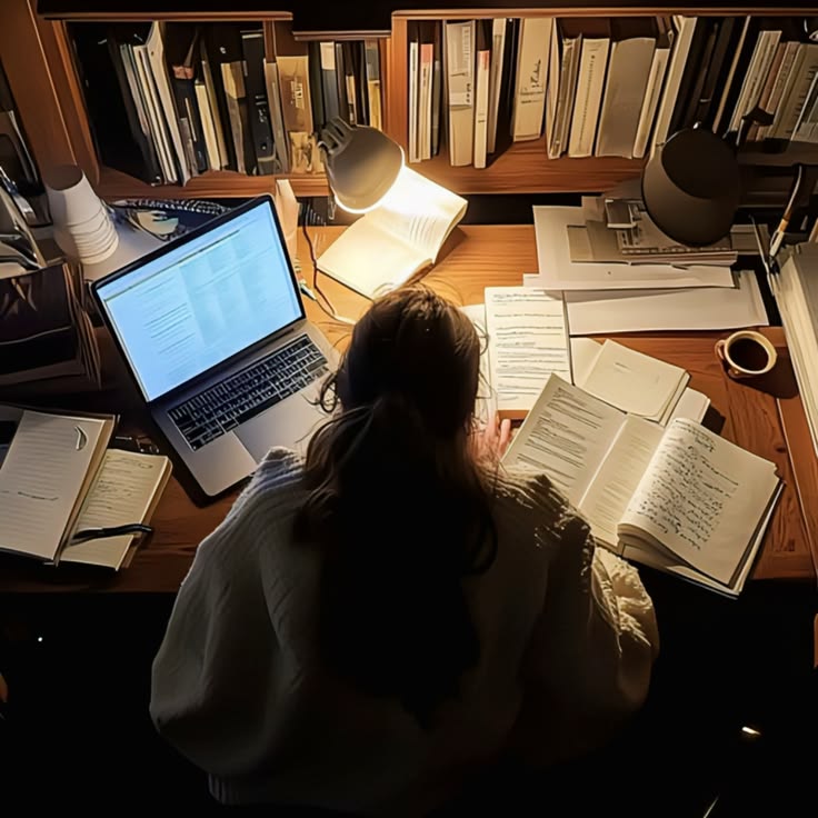 Student studying with a laptop