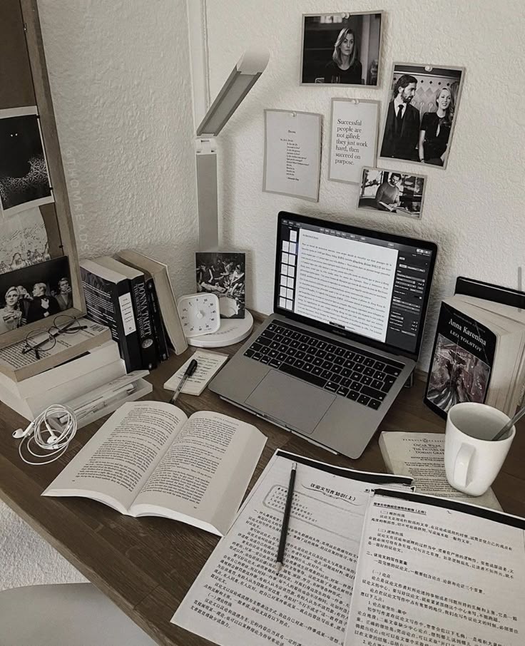 Organized student study workspace